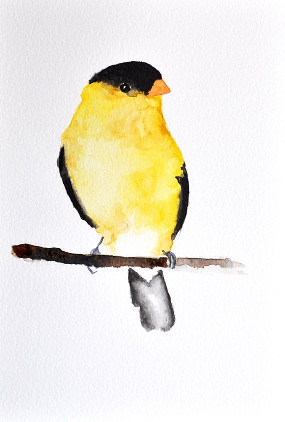 570x845 Original Watercolor Painting - Yellow Finch Painting