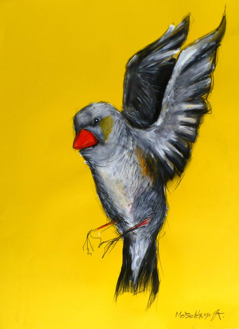 770x1060 Saatchi Art Finch Painting By Karl Meszlenyi - Yellow Finch Painting