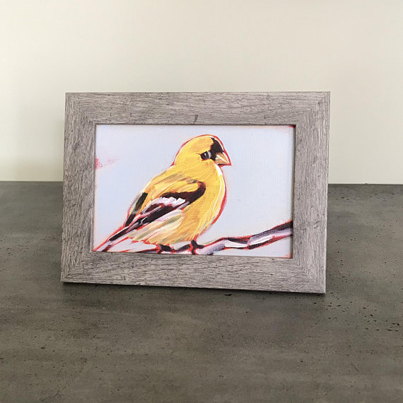 570x570 Yellow Bird Painting Finch Framed Original Oil - Yellow Finch Painting