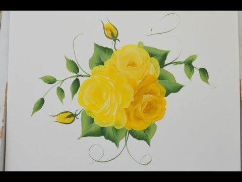 480x360 Paint Yellow Roses One Stroke - Yellow Flower Painting
