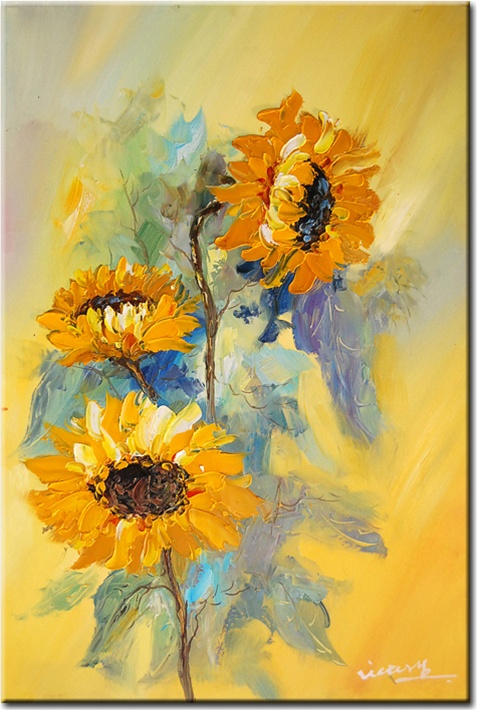 477x710 Drooping Sunflowers - Yellow Flower Painting