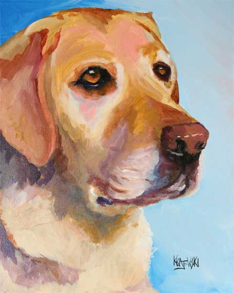 480x600 Labrador Retriever Art Print Of Original Acrylic Painting - Yellow Lab Painting