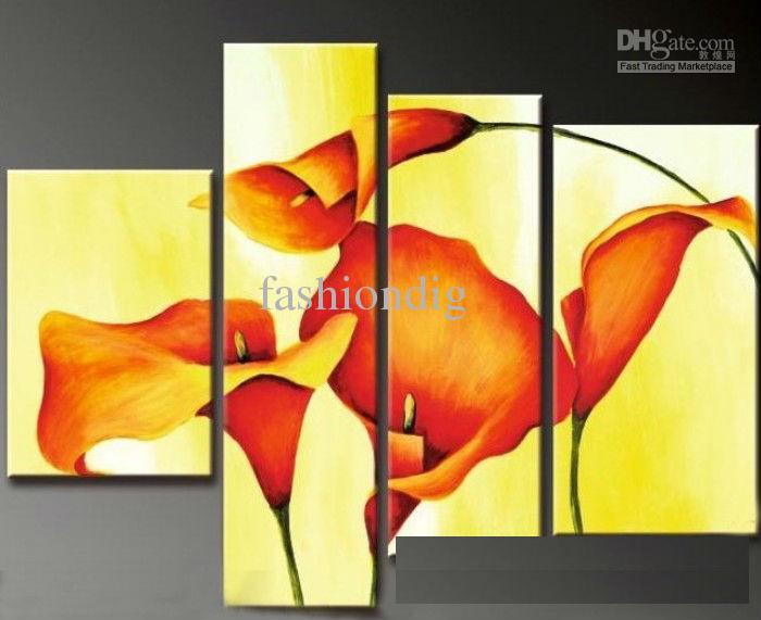 700x571 Oil Painting Canvas Abstract Flower Yellow Background Modern Home - Yellow Painting On Canvas
