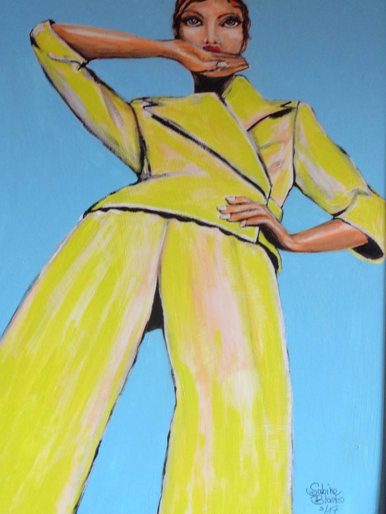 770x1026 Saatchi Art Ladies Suit Painting By Sabine Blasko - Yellow Painting Suit