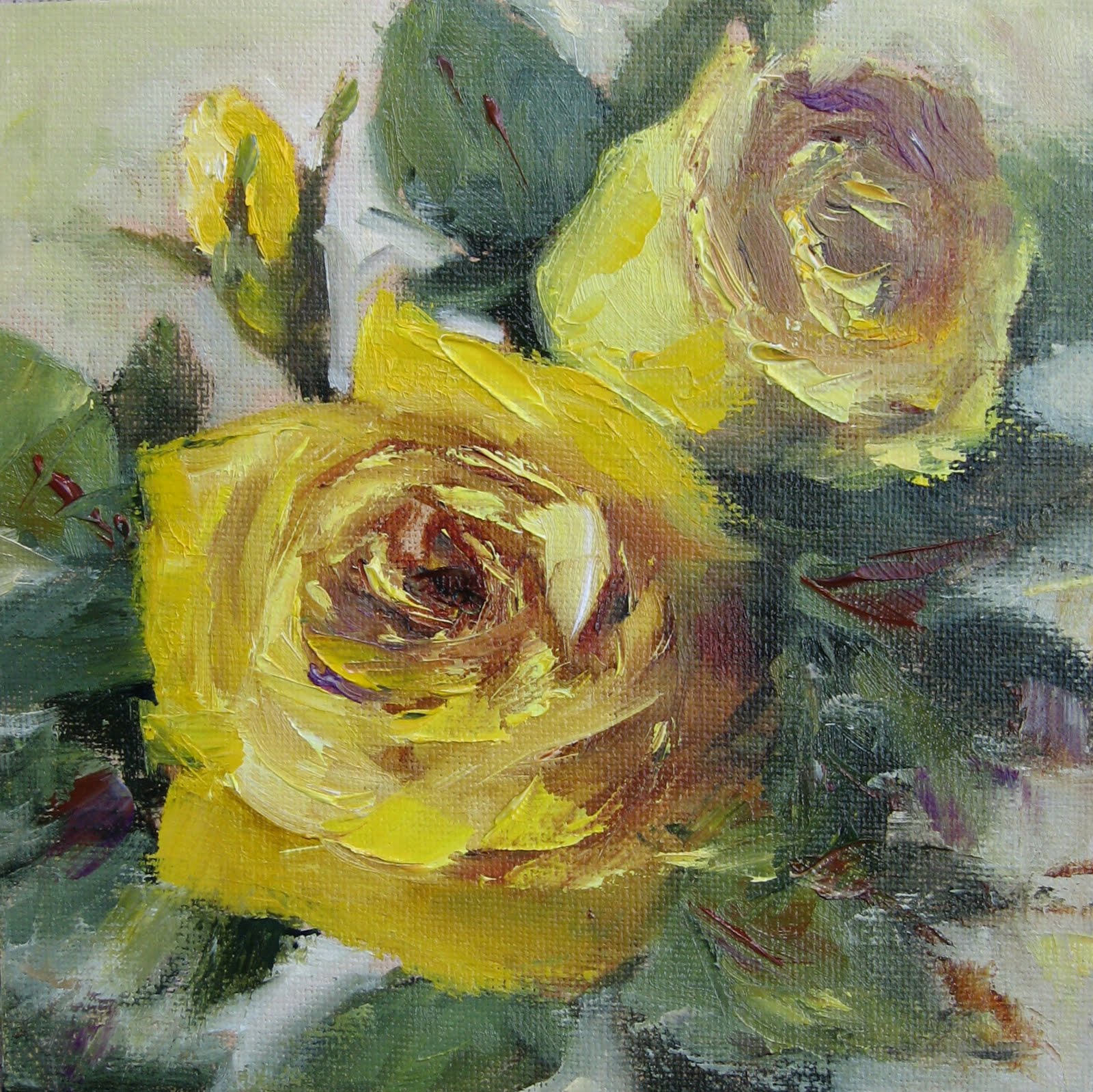 1600x1598 Pat Fiorello - Yellow Rose Oil Painting
