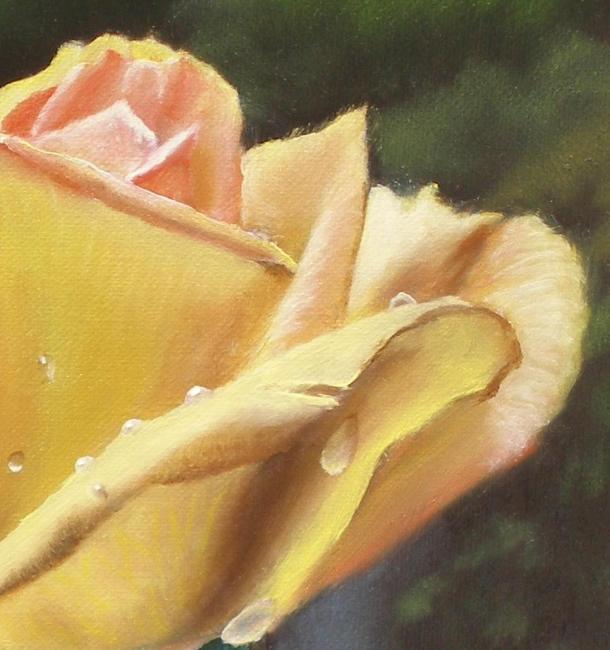 610x650 Single Yellow Rose Oil Painting By Artist Delmus Phelps. - Yellow Rose Oil Painting