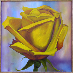 300x301 The Rose Series - Yellow Rose Oil Painting