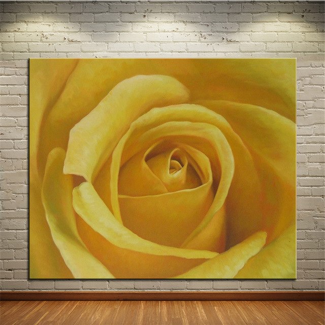 640x640 Wall Art, Wall Decor, Wall Flower Painting Yellow Rose Original - Yellow Rose Oil Painting