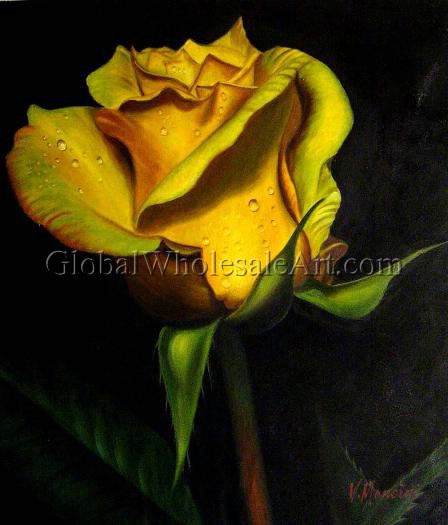 448x525 A Perfect Yellow Rose - Yellow Rose Oil Painting