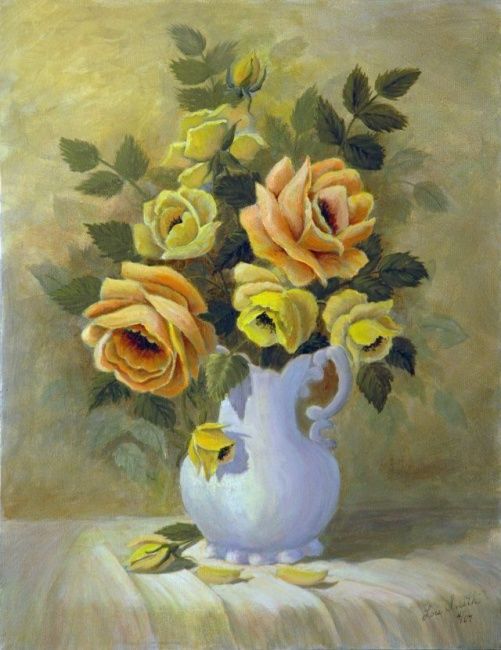 501x650 Yellow Rose's (Lois Smith) - Yellow Rose Oil Painting
