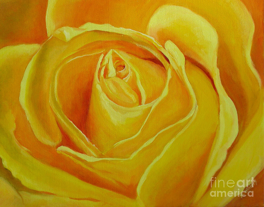 900x707 Yellow Rose Close Up Painting By Karen Winters - Yellow Rose Oil Painting