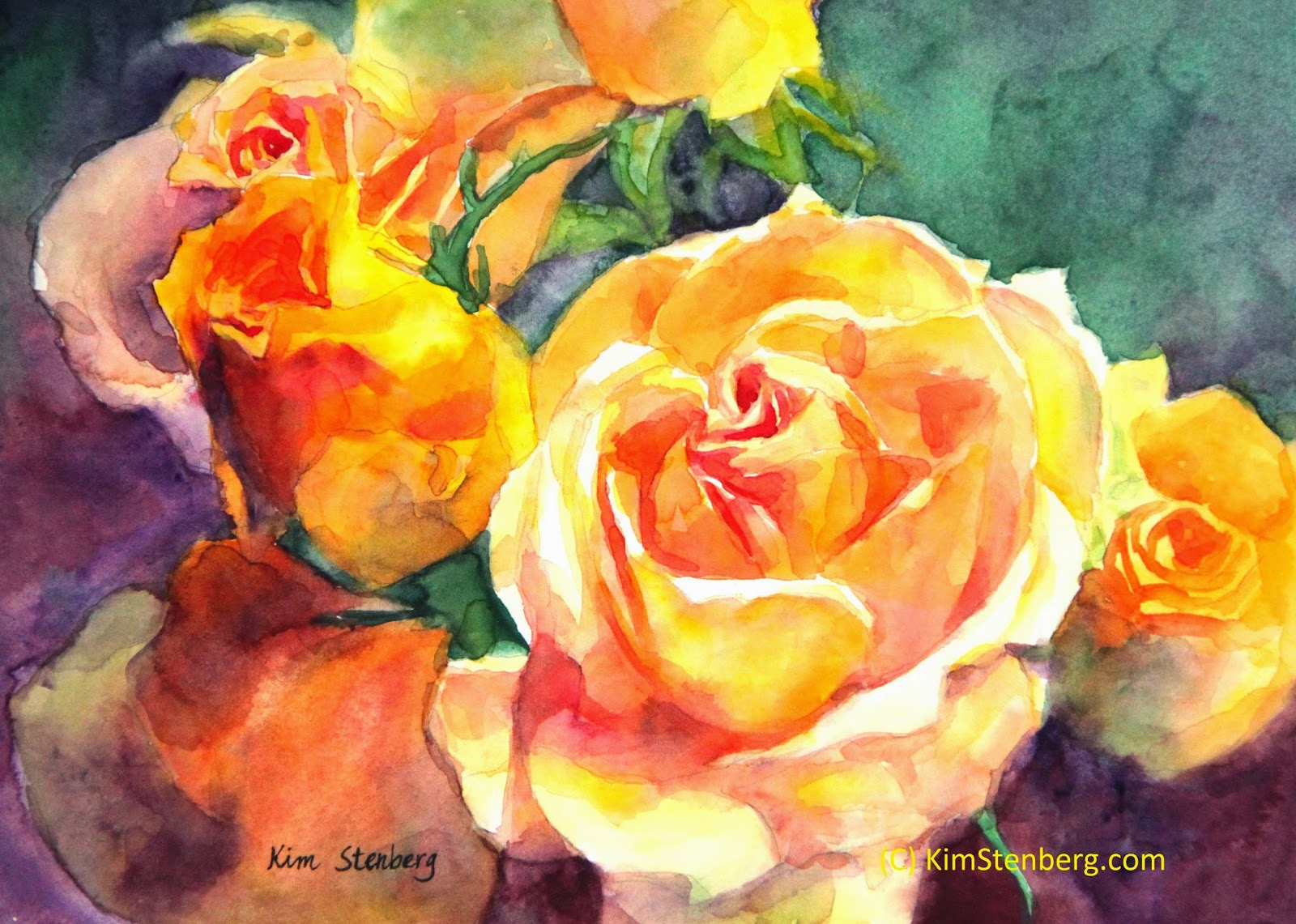 1600x1141 Kim Stenberg's Painting Journal Yellow Rose Bouquet (Watercolor - Yellow Rose Painting