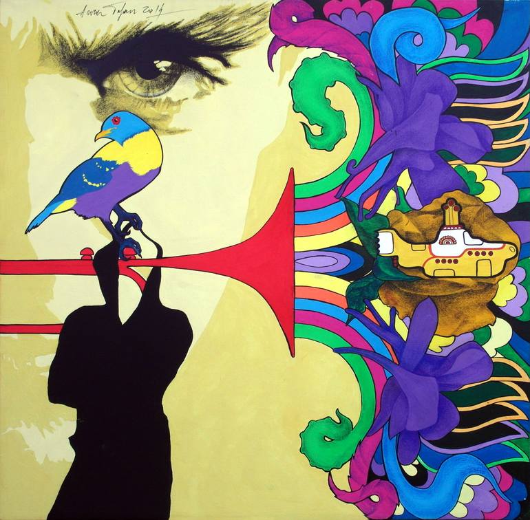 770x756 Saatchi Art Yellow Submarine Painting By Anca Tofan - Yellow Submarine Painting