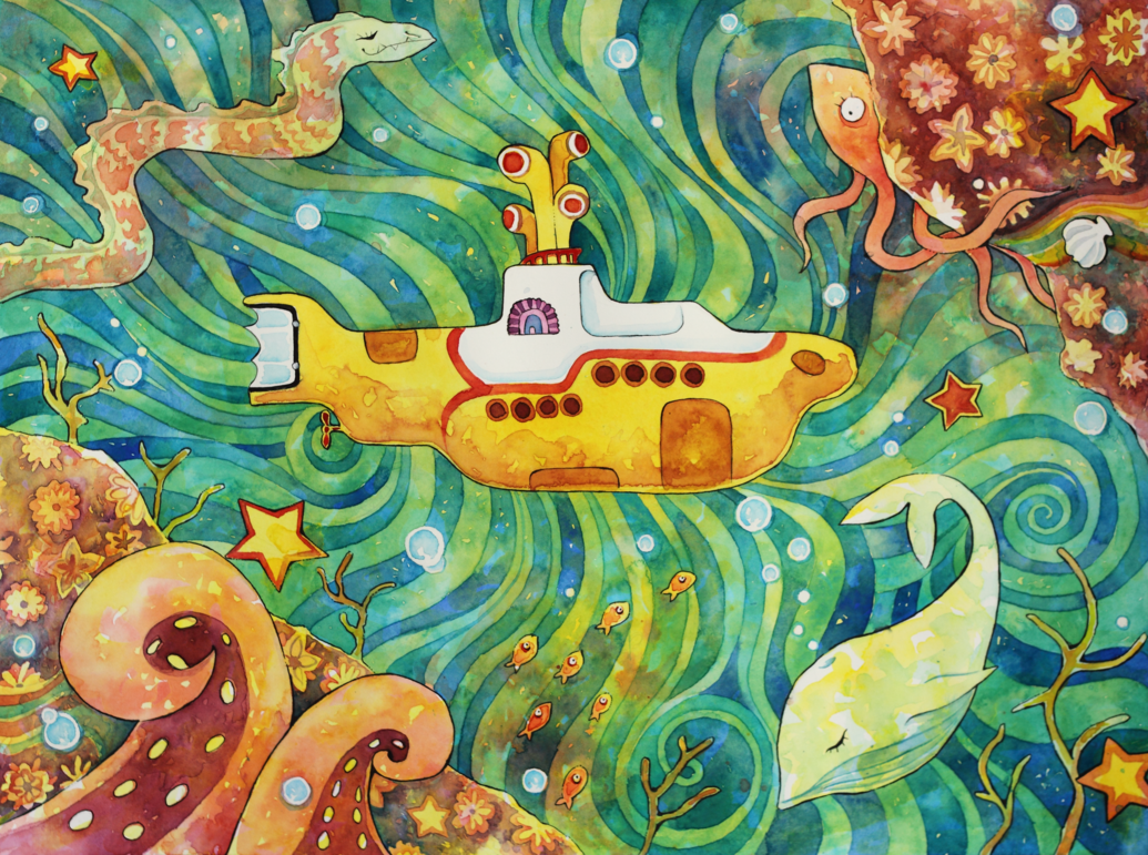 1035x771 Yellow Submarine By Katethegreat19 - Yellow Submarine Painting