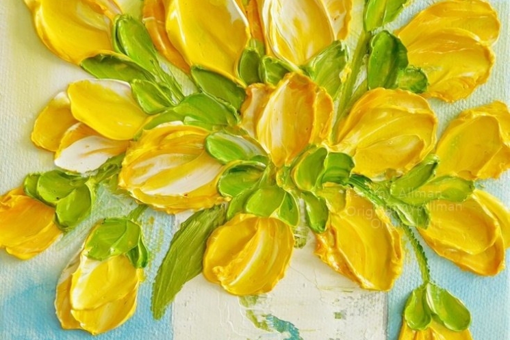 745x497 Yellow Oil Impasto Tulip Painting Kenzie's Cottage - Yellow Tulip Painting
