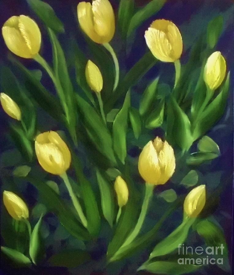 764x900 Yellow Tulips Painting By Peggy Miller - Yellow Tulip Painting