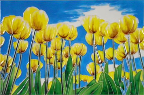 500x333 Yellow Tulips Art Tile - Yellow Tulip Painting
