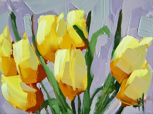 500x371 Yellow Tulips No. 10 Painting Angela Moulton's Painting A Day - Yellow Tulip Painting