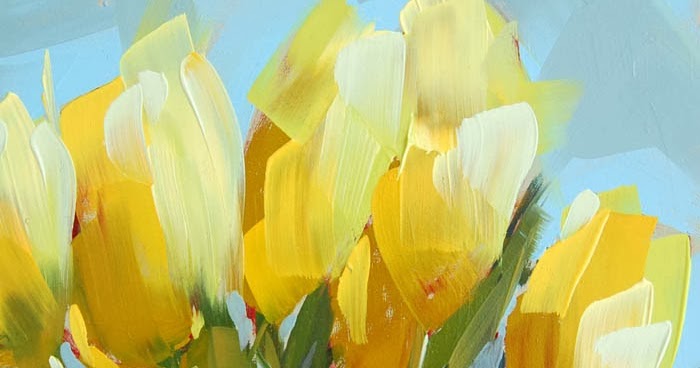 700x368 Yellow Tulips On Blue Angela Moulton's Painting A Day - Yellow Tulip Painting