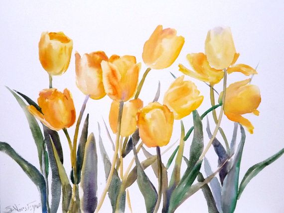570x427 Large Paintings Of Tulips - Yellow Tulip Painting