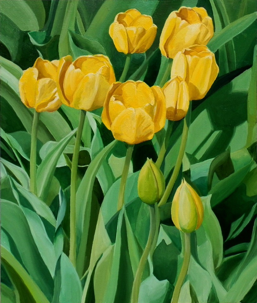 829x976 Jo Czech Painting Yellow Tulips - Yellow Tulip Painting