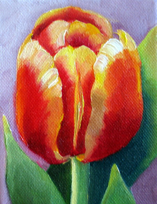 308x400 Nel's Everyday Painting Red And Yellow Tulip - Yellow Tulip Painting