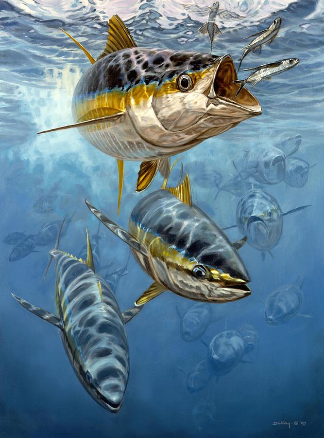 667x900 Approaching Front Painting By Don Ray - Yellowfin Tuna Painting