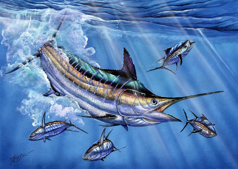 900x642 Big Blue And Tuna Painting By Terry Fox - Yellowfin Tuna Painting