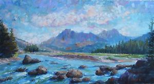 300x165 Original Oil Painting Yellowstone National Park Soda Butte River - Yellowstone Painting