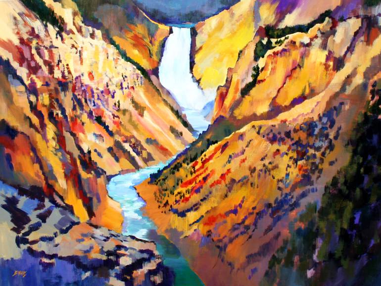 770x578 Saatchi Art Grand Canyon Of The Yellowstone Painting By Bernard Marks - Yellowstone Painting