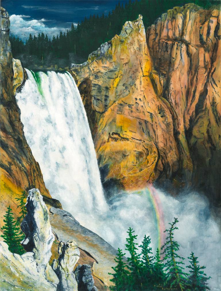 770x1014 Saatchi Art Lower Falls Of The Yellowstone Painting By Michael Kerby - Yellowstone Painting