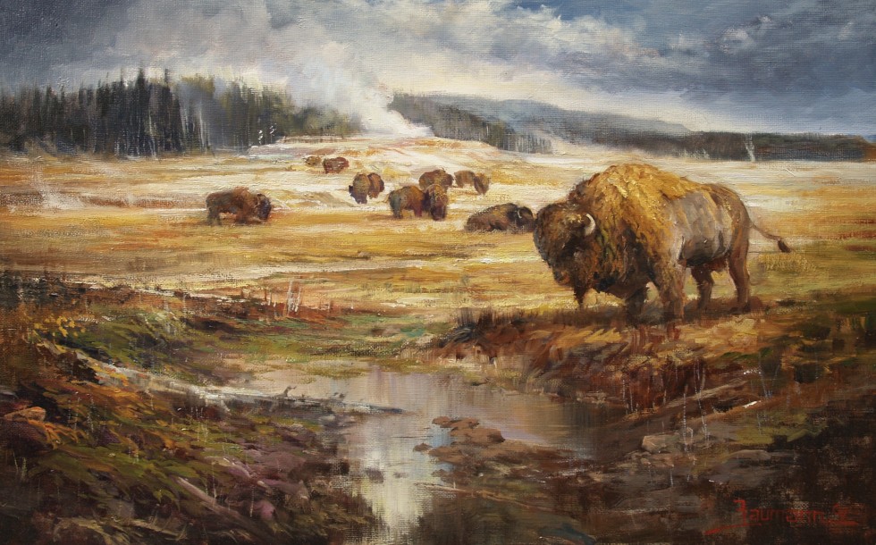 980x610 Yellowstone Painting Equinox Congregation Of Bison - Yellowstone Painting