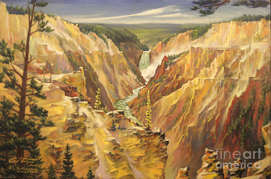 900x596 Artist Point At Yellowstone 1949 Painting By Art By Tolpo Collection - Yellowstone Painting