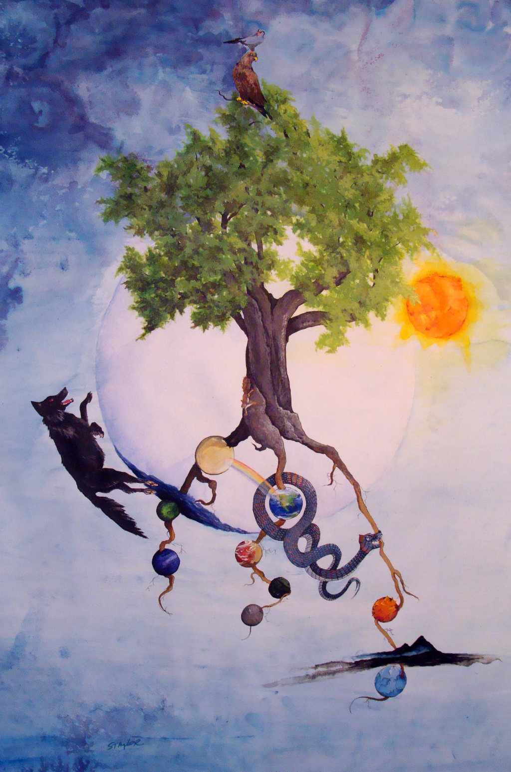 1024x1546 World Mythology Yggdrasil, Tree And Center - Yggdrasil Painting