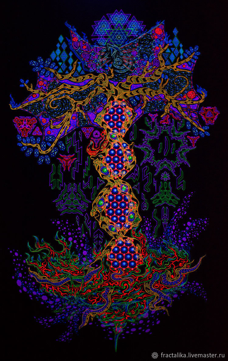 750x1190 Fluorescent Luminous Painting Yggdrasil The Tree Of Life Shop - Yggdrasil Painting