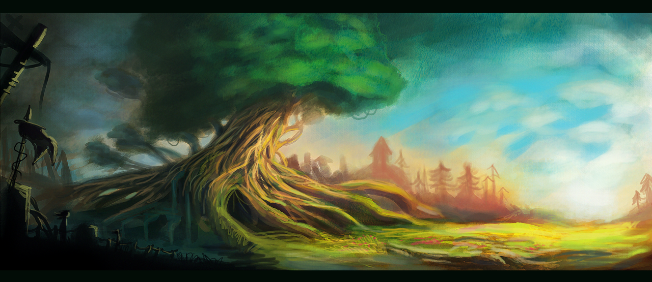 1280x555 Yggdrasil By Jalapenostark - Yggdrasil Painting