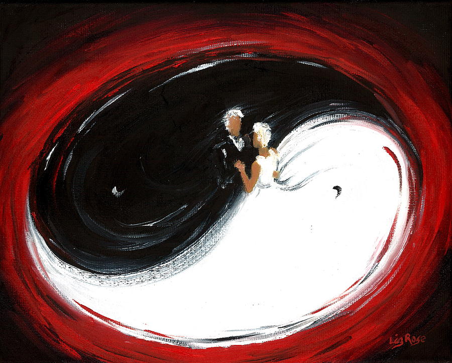 900x722 Yin Yang Wedding Painting By Liz Rose - Yin And Yang Painting