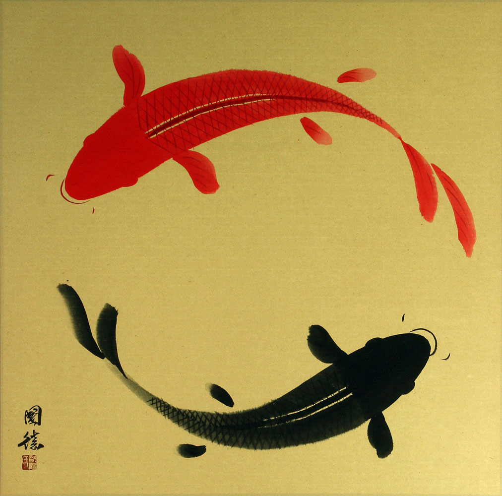 1012x1000 Large Yin Yang Koi Fish Painting - Yin Yang Fish Painting