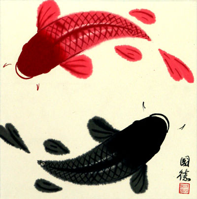400x404 Yin Yang Fish Painting - Yin Yang Fish Painting