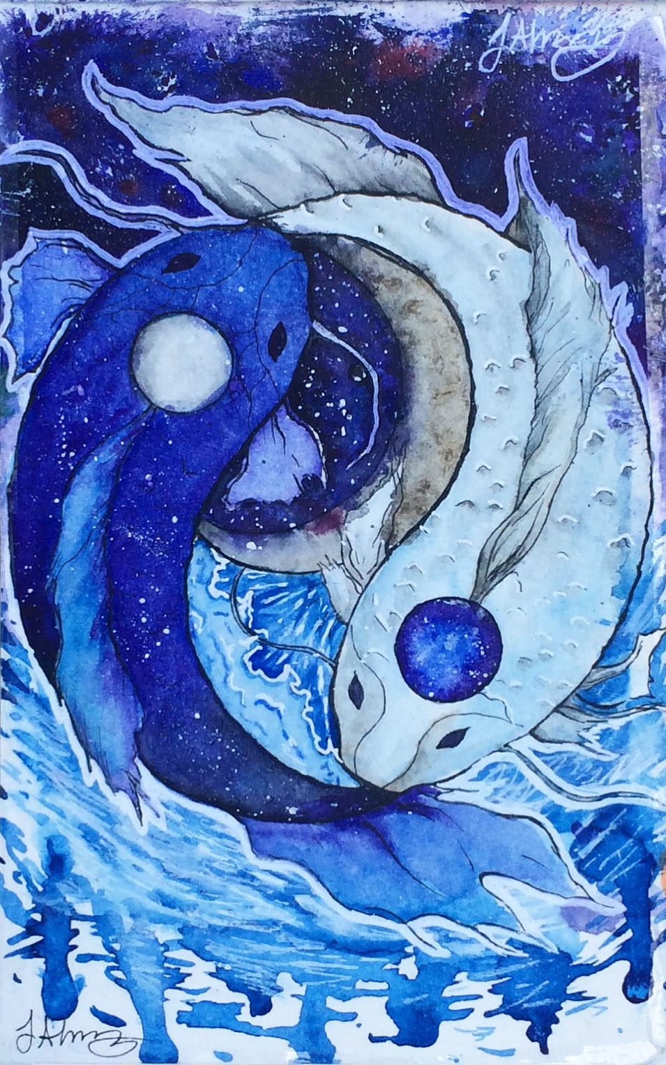955x1527 Yin Yang Fish By Missjantastic - Yin Yang Fish Painting