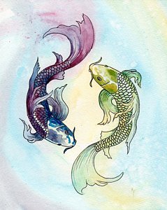 239x300 Yin Yang Fish Paintings - Yin Yang Koi Fish Painting
