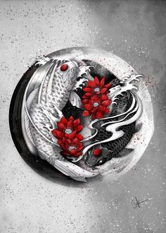 236x330 Carp Art, Watercolor Painting, Yin Yang, Watercolor Art - Yin Yang Koi Fish Painting