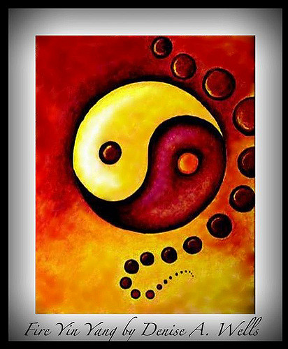 412x500 Fire Yin Yang Painting By Denise A. Wells Yin Yang - Yin Yang Painting