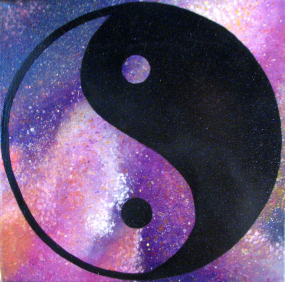 570x563 Pink Galaxy Yin Yang Painting - Yin Yang Painting