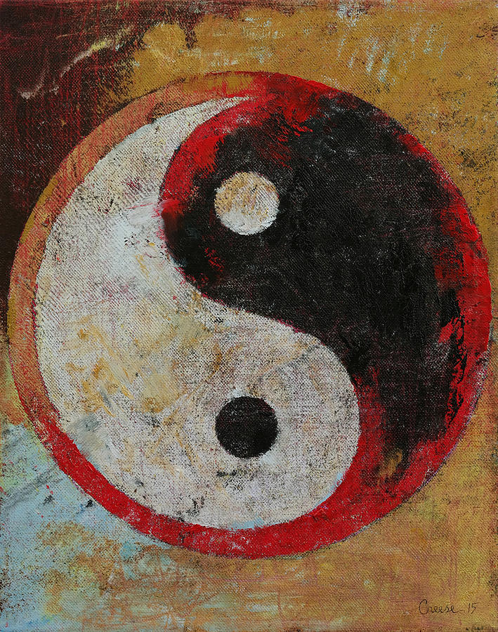 709x900 Yin Yang Red Dragon Painting By Michael Creese - Ying Yang Painting