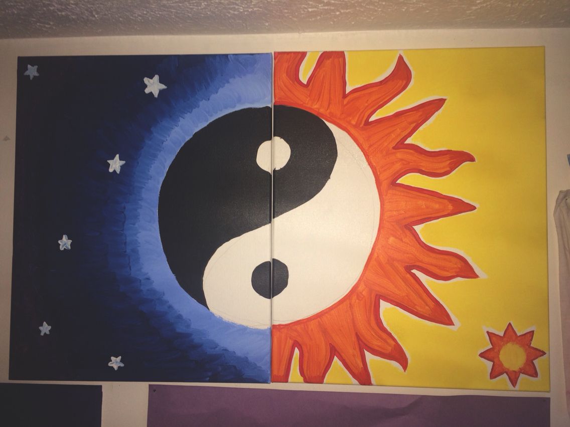 1136x852 Yin Yang Painting, The Sun And The Moon Canvas By Neli Vargas - Ying Yang Painting
