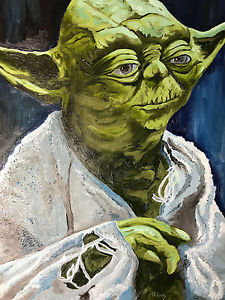 225x300 Yoda Oil Painting Signed By Artist Not A Print Star Wars Art 20x16 - Yoda Painting