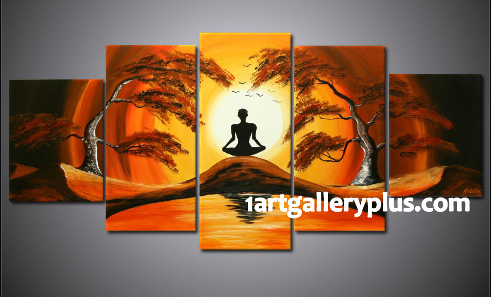 1004x609 5 Piece Canvas Photography, Abstract Wall Art, Yoga Oil Painting - Yoga And Painting