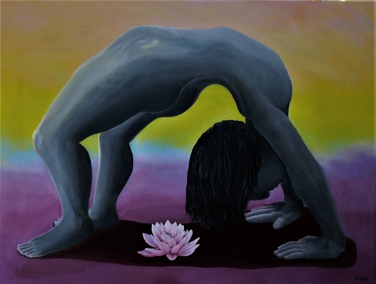 770x583 Saatchi Art Yoga Painting Series Lotus Bow Painting By Mark Singh - Yoga And Painting