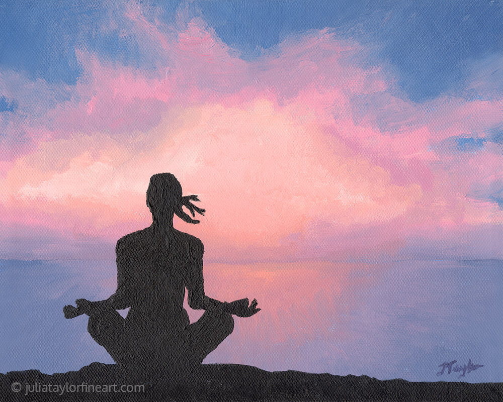 1000x800 Sunrise Yoga Original Yoga Painting Wild Blue Dream - Yoga And Painting